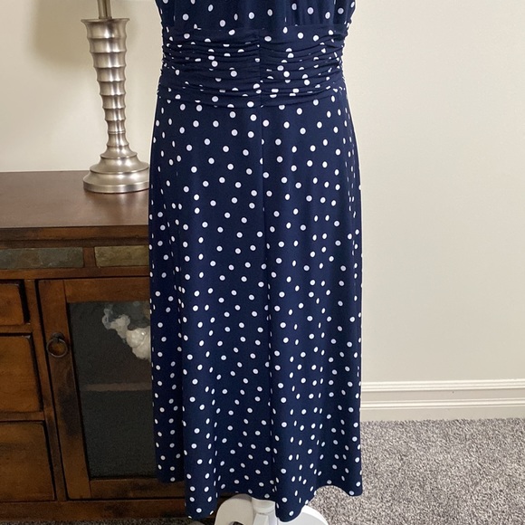 EUC Evan-Picone Navy & White Polka Dot A-Line Dress 12 - Picture 8 of 11
